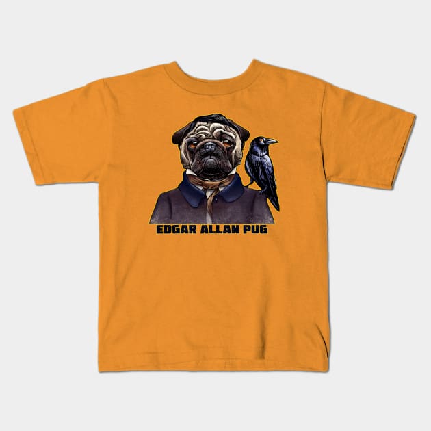 Edgar Allan Pug Kids T-Shirt by ChetArt